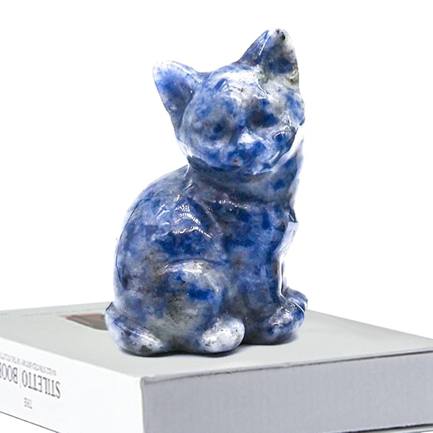 ☆水晶 猫ネコねこ置物 手掘り 素敵な逸品